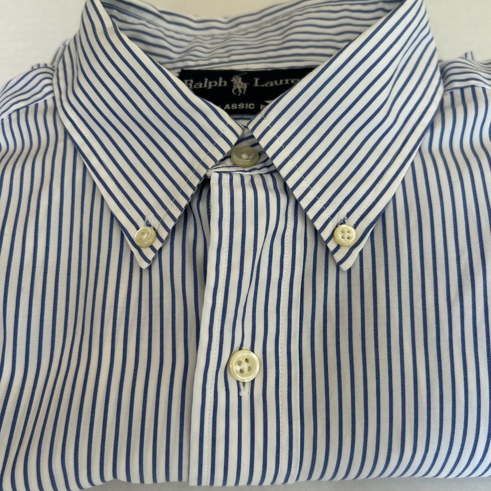 ,Ralph Lauren, Classic Fit, Blue & White Stripe ,Men’s Shirt